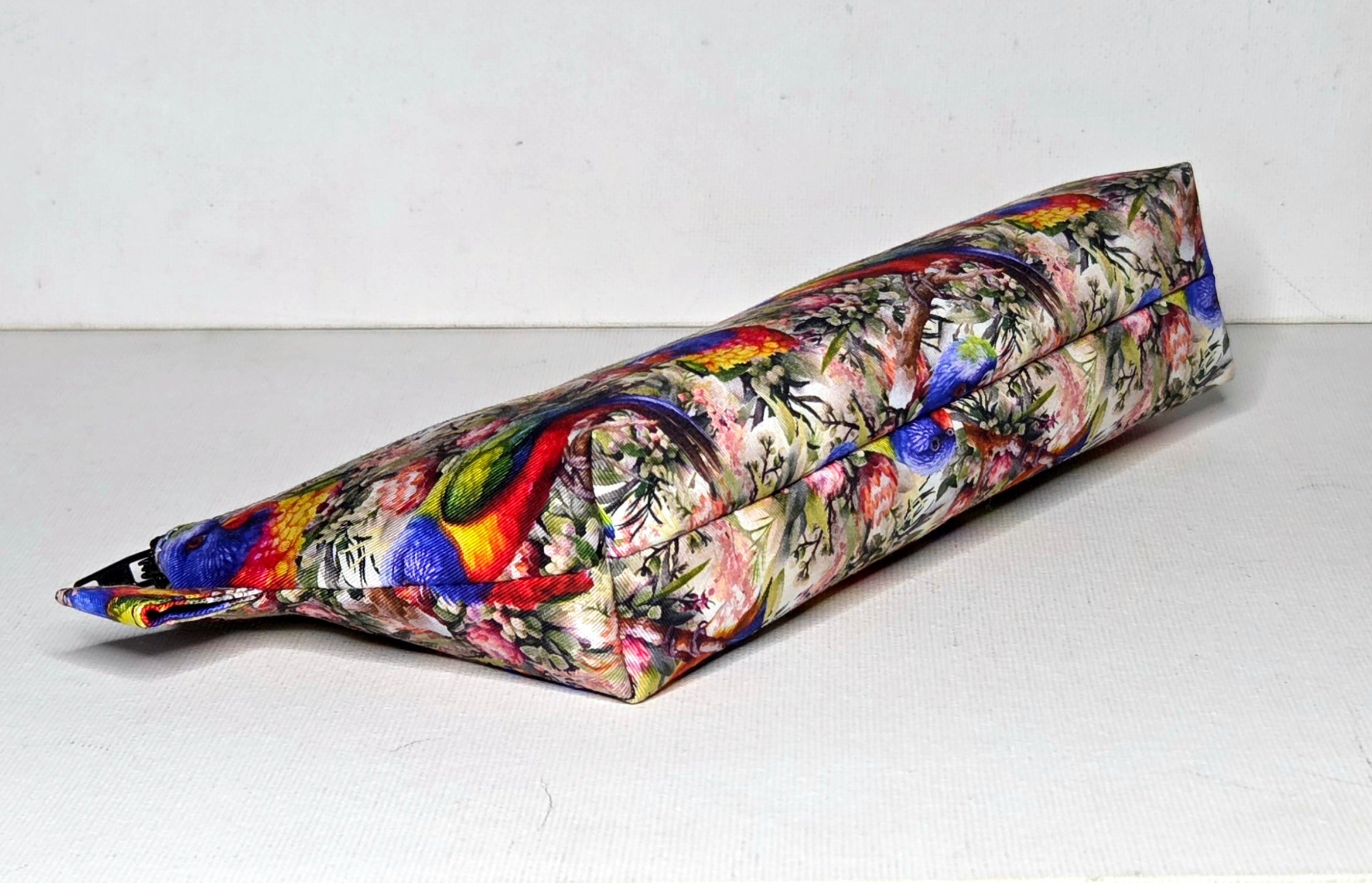 Pencil case in Colourful Rainbow Lorikeet fabric