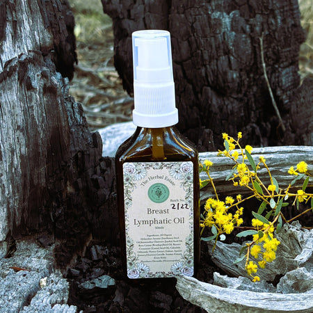 Organic Breast Lymphatic Oil. 50ml. To support gentle lymphatic flow, tissue softness, and daily self-care.