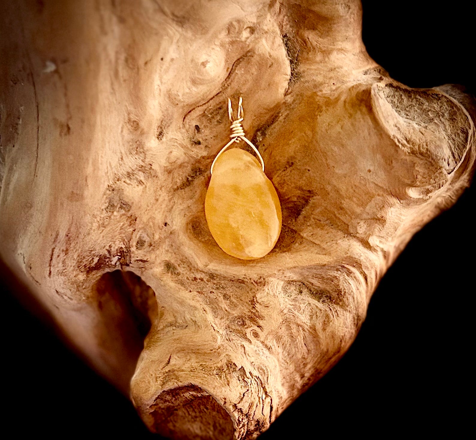 Good Yellow Calcite Droplet Pendant