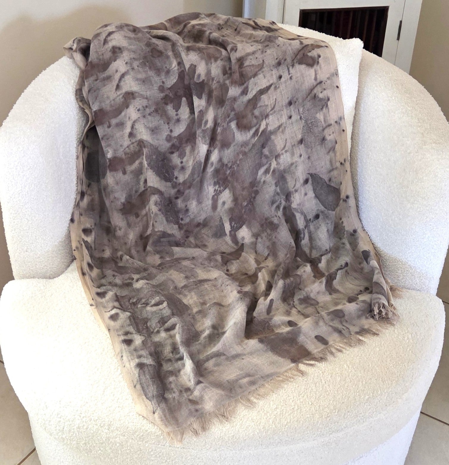 The Sylvie - Cotton & Linen Blend  Ecoprint Scarf/Wrap