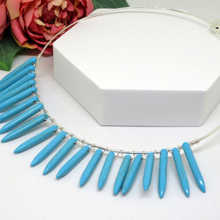 Turquoise Spike Wire Wrapped Choker Necklace