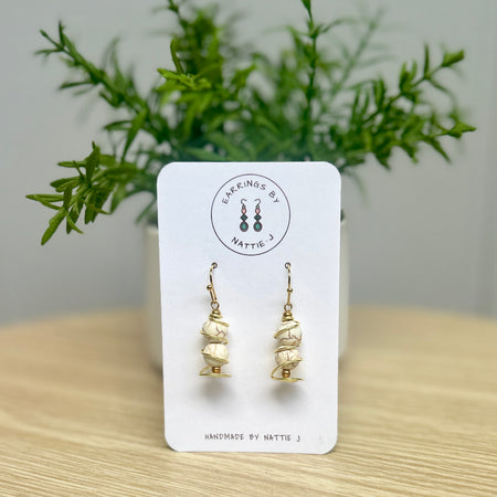 'Caged' Gold Spiral Caged Beads Dangle Earrings