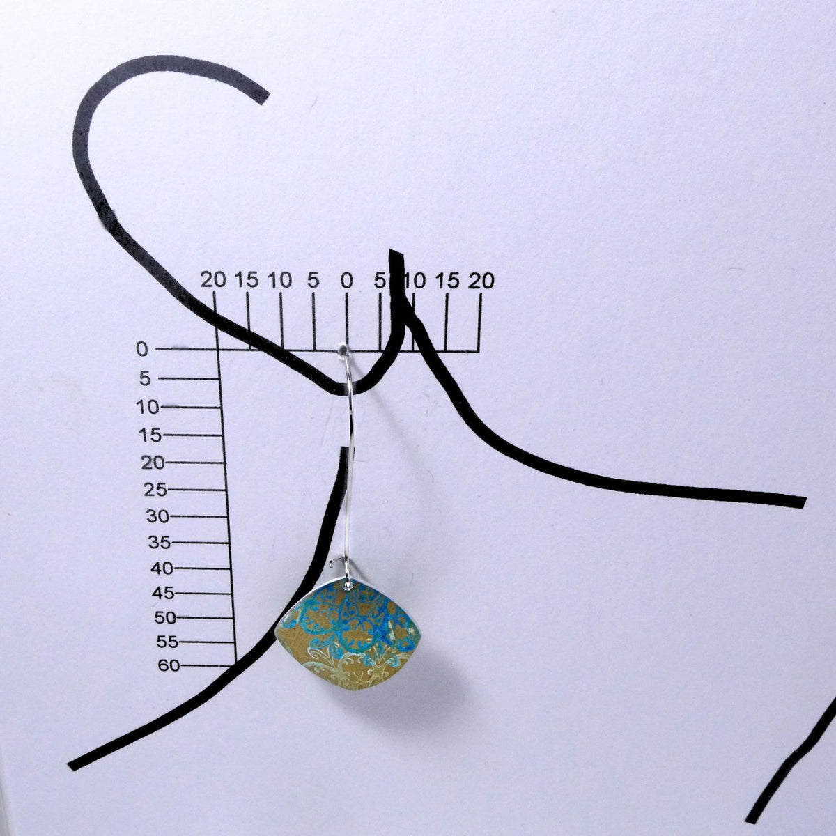 Hand printed anodised aluminium earrings - Persian Blue Collection