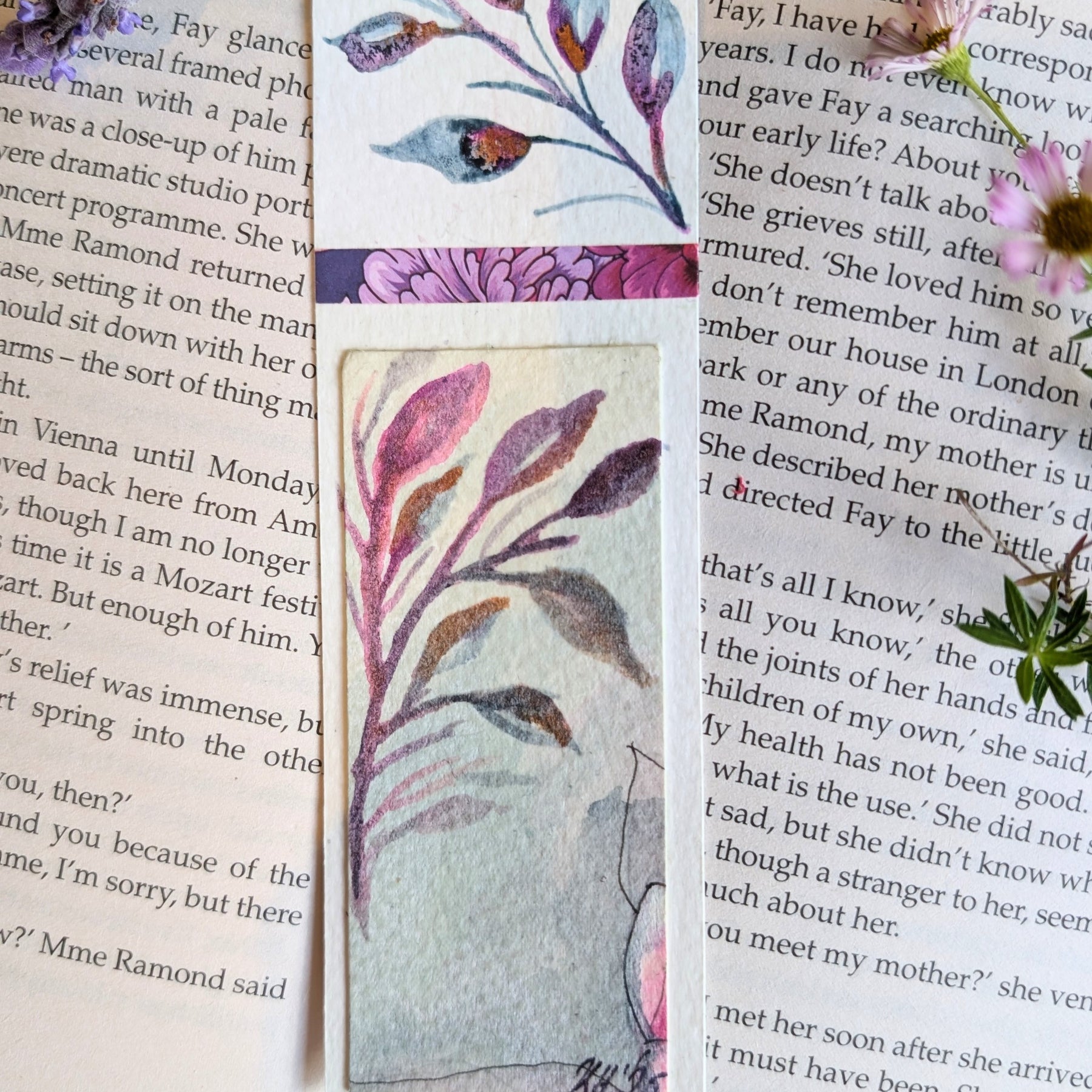 Hand Painted Original Artwork Floral Bookmark
