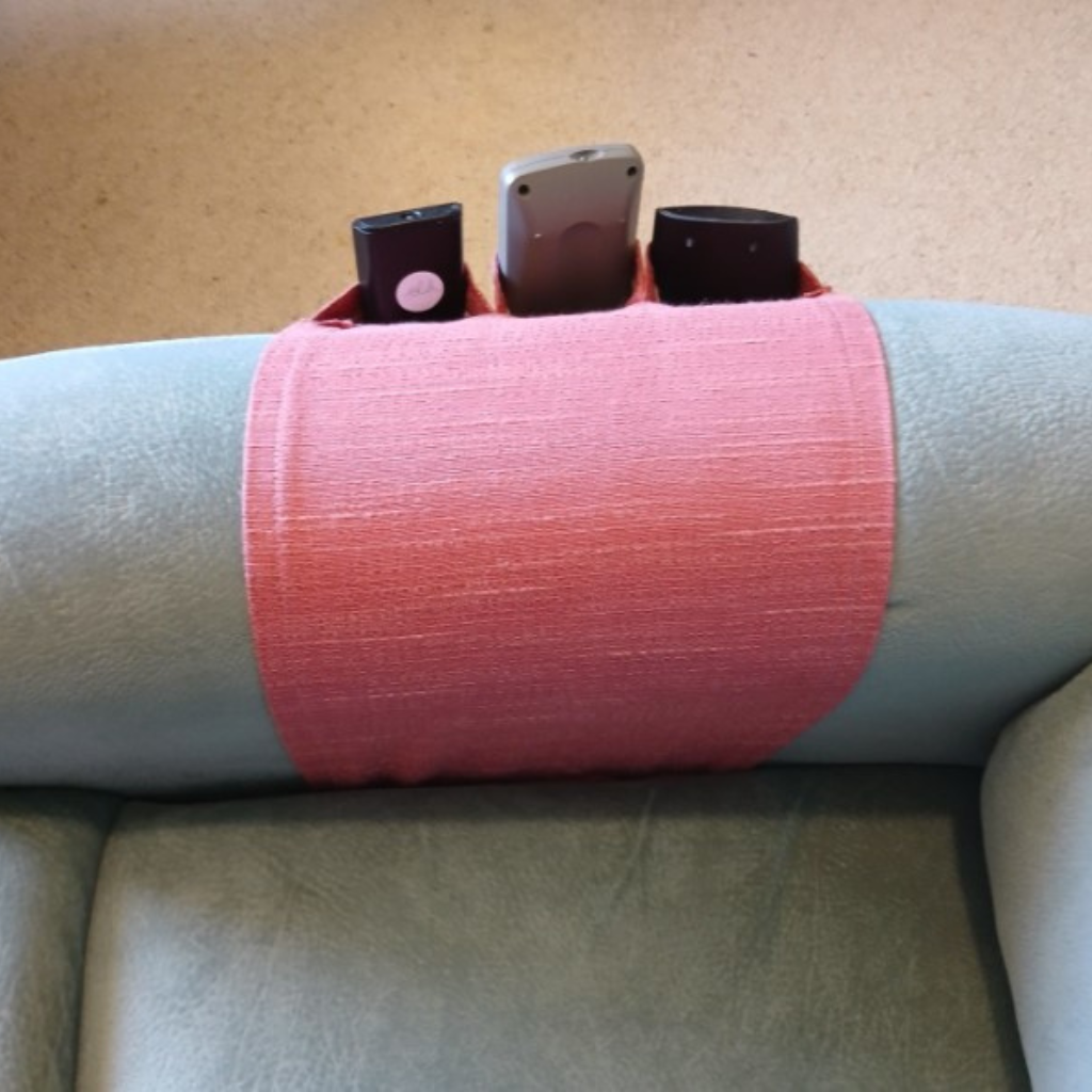 Fabric Remote Control Holder-Dusty Pink -3 pockets