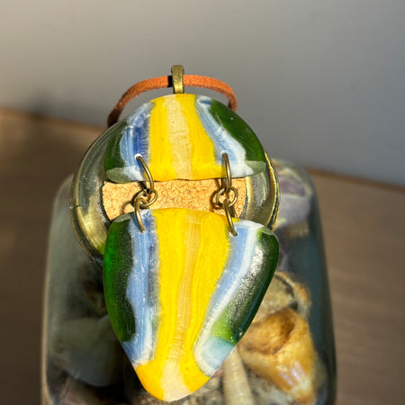 Fused Glass Pendant Necklace - Multi-Coloured Split Teardrop Design