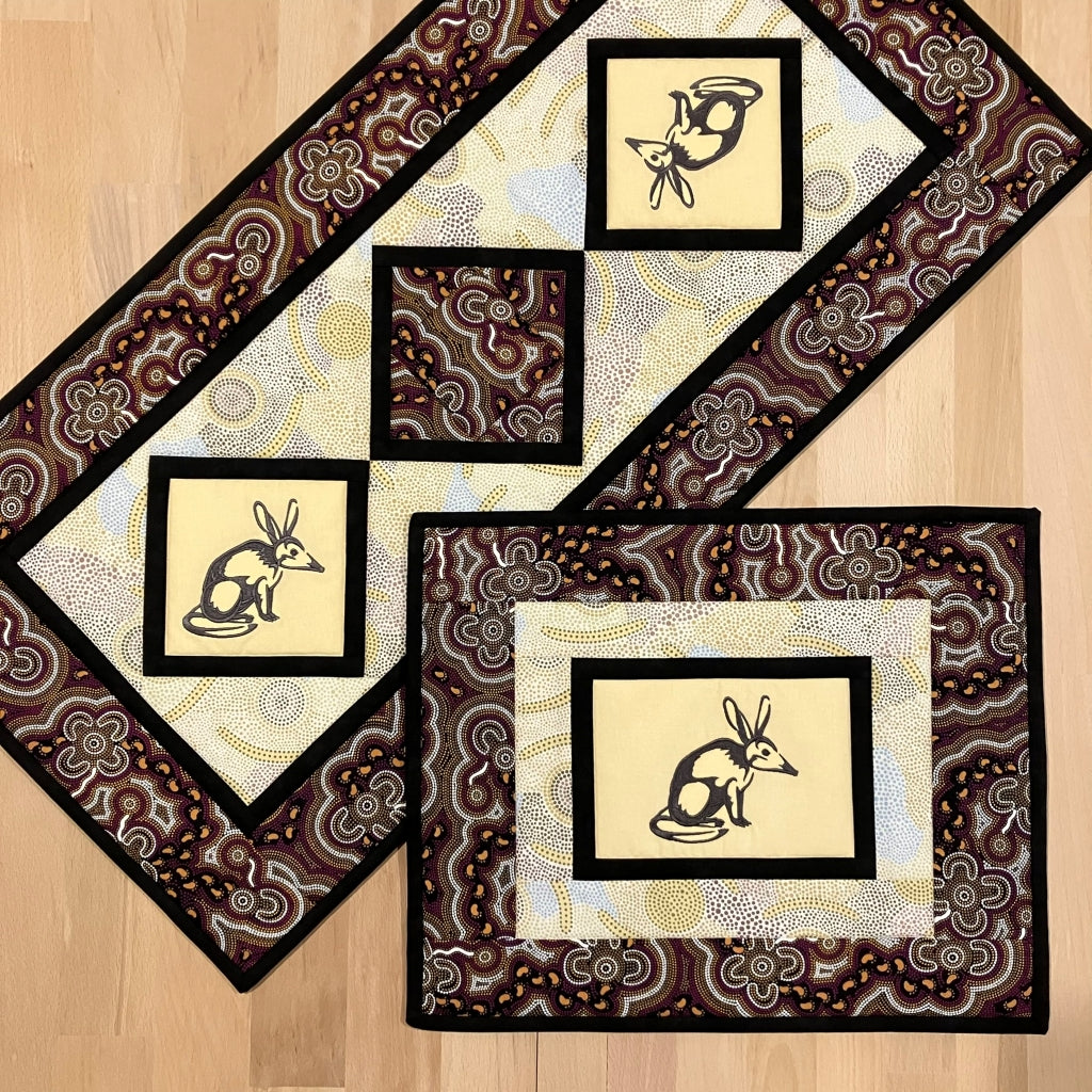 handmade Australian native quilted - bilby & dingo