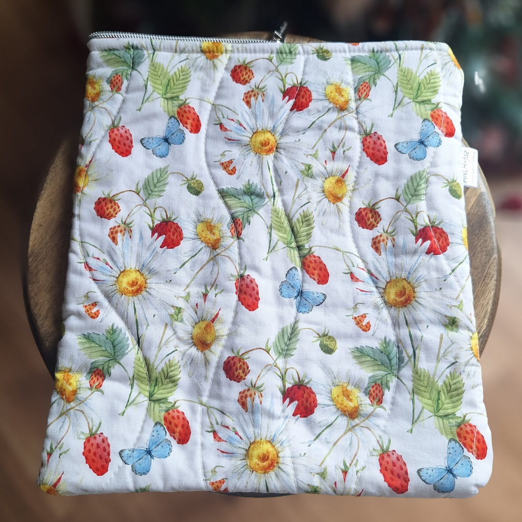 Book or 11" tablet sleeve, handmade with zip or tie closure