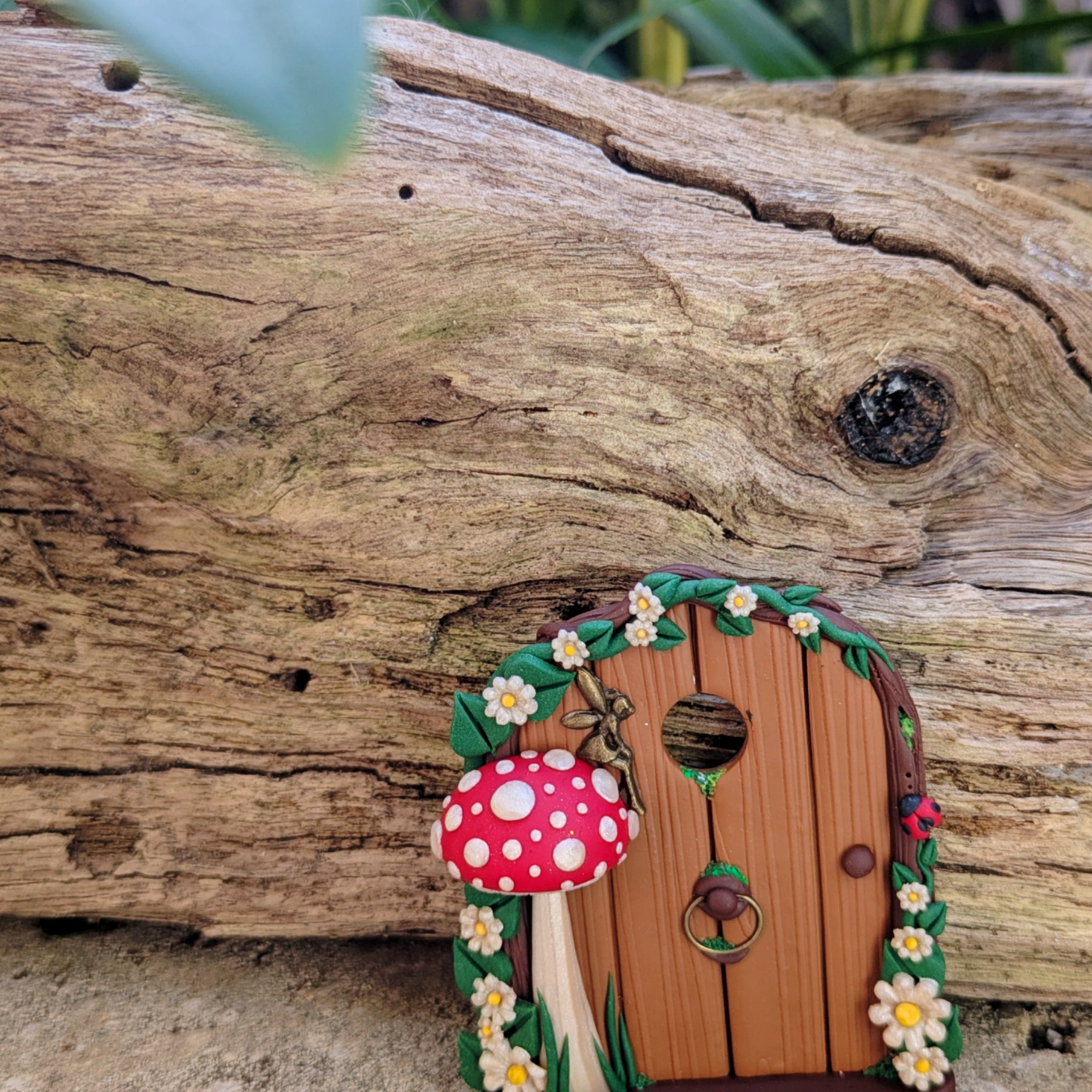 Mini Woodland Fairy Door with Red Mushroom