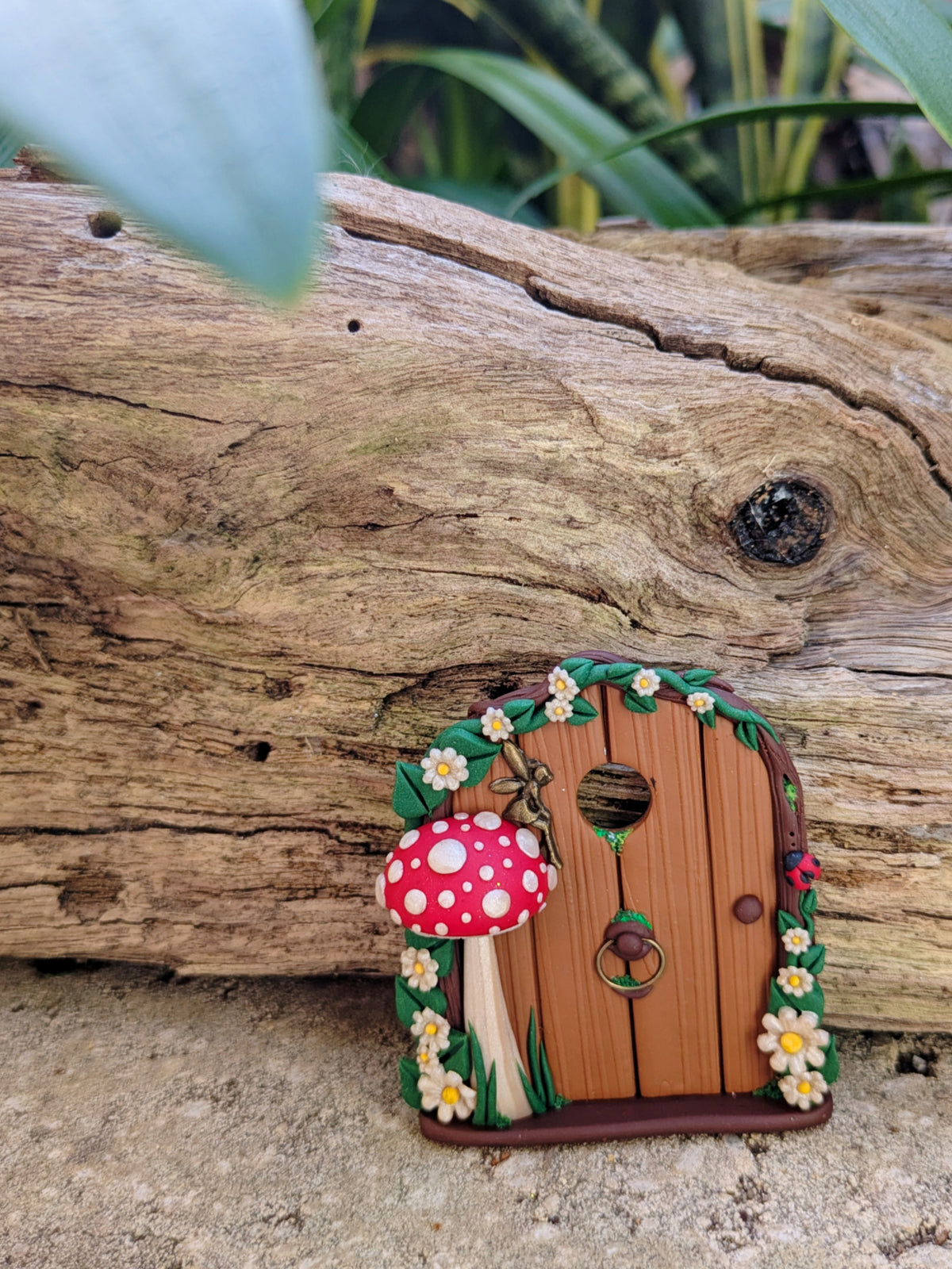 Mini Woodland Fairy Door with Red Mushroom