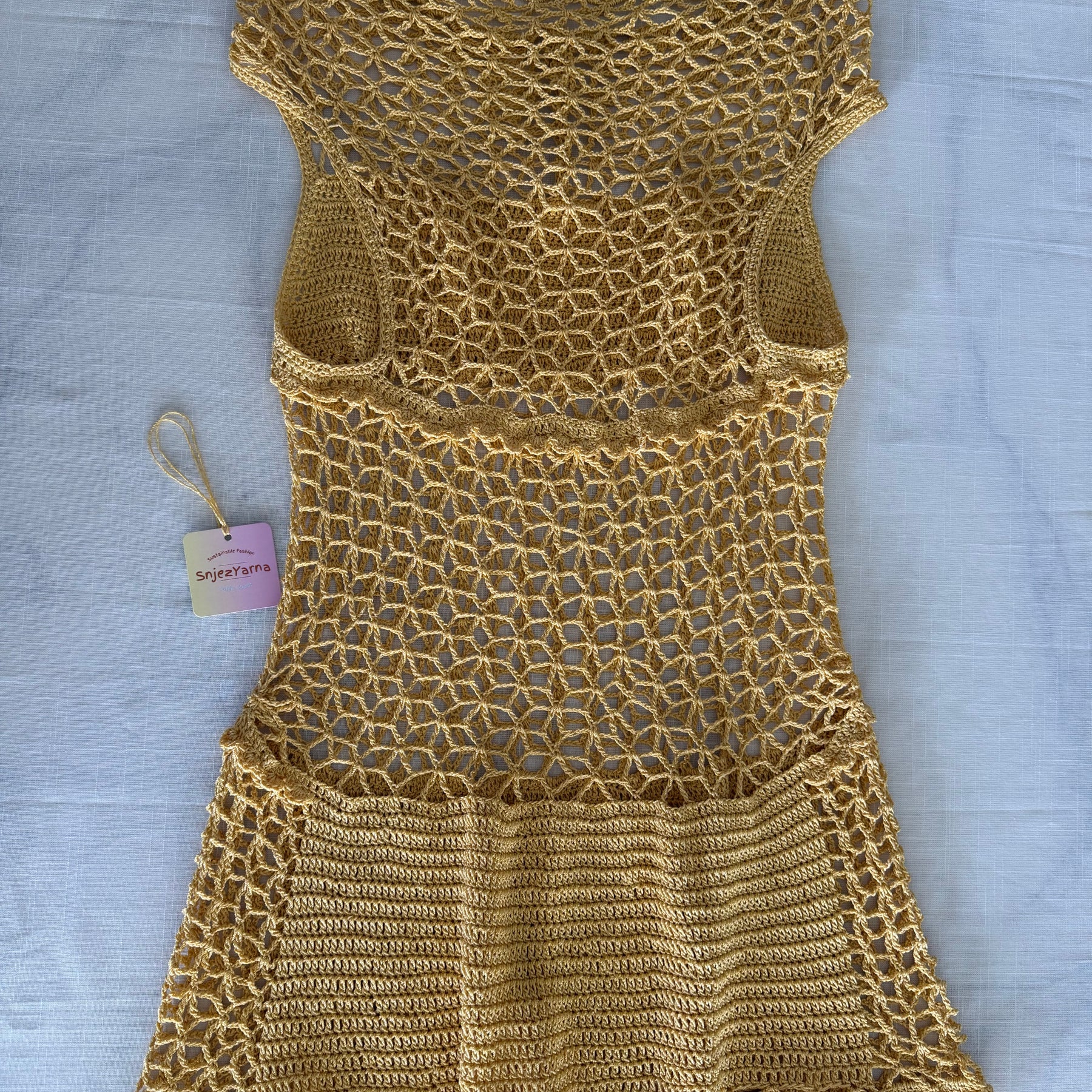 Golden Lace Crochet Dress