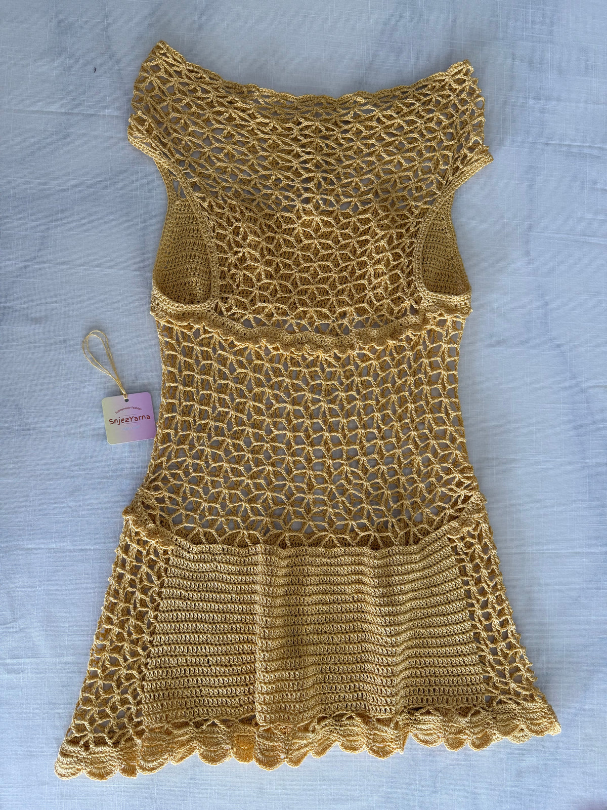 Golden Lace Crochet Dress