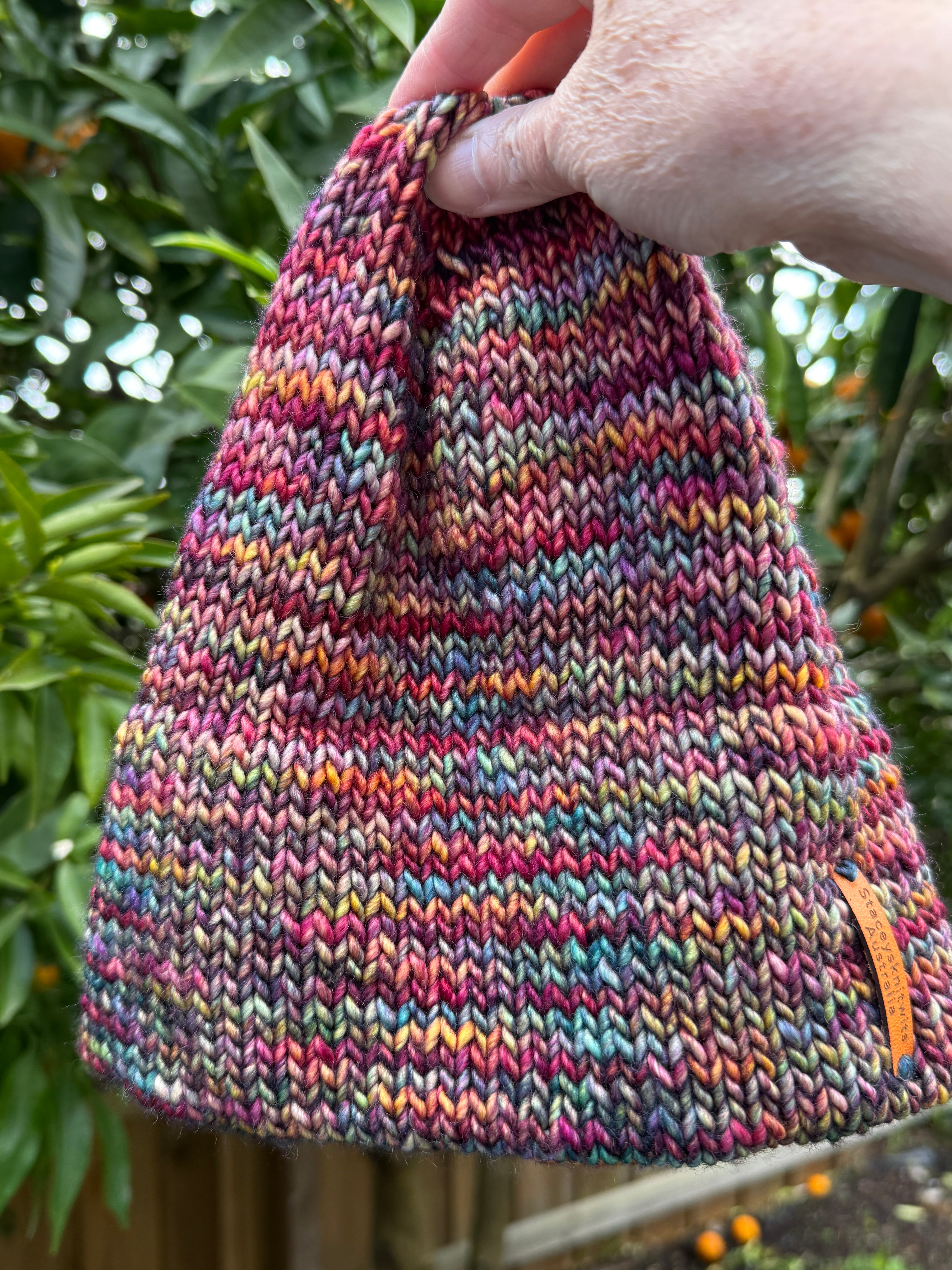 Hand Knitted Merino Beanie, Colorful unisex beanie