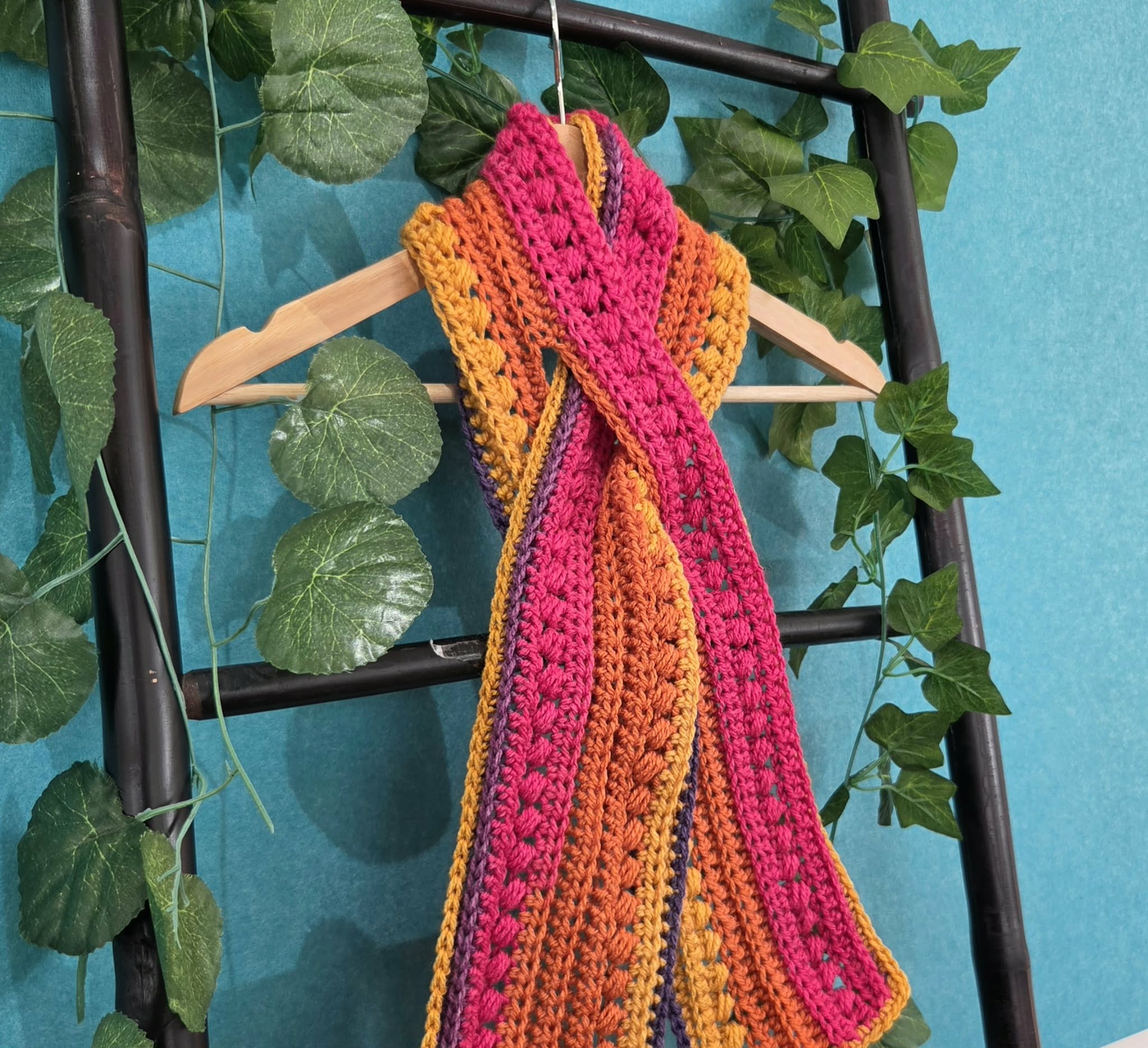 Crochet Keyhole Scarf | Handmade Adult Scarf | Multi Colour Scarf