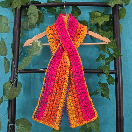 Crochet Keyhole Scarf | Handmade Adult Scarf | Multi Colour Scarf