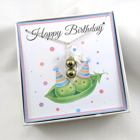 Two Peas in a Pod Birthday Necklace