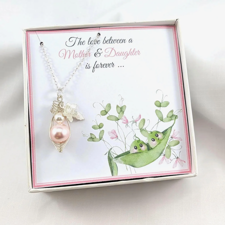 Mother And Daughter Peapod Necklace Mother And Child Necklace