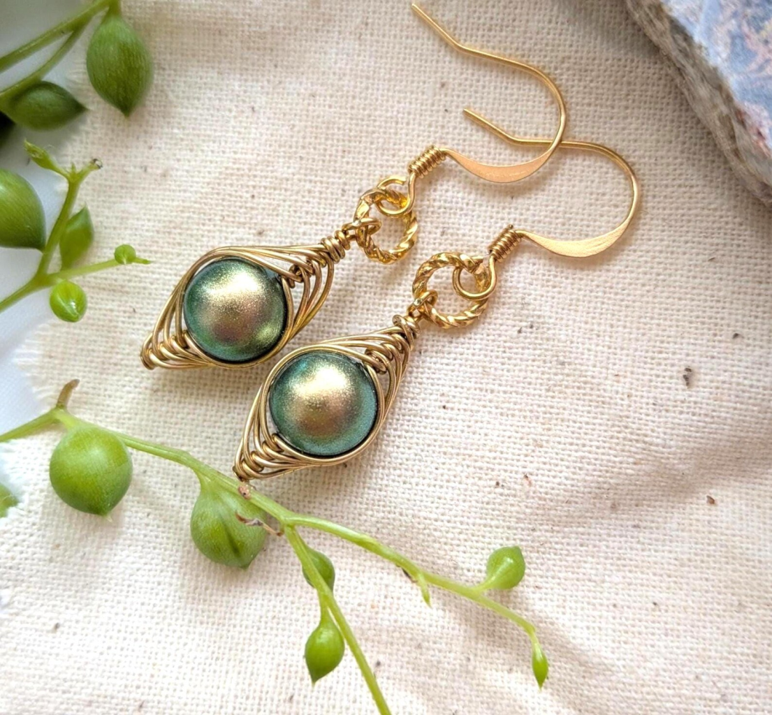 Pea  Pod Earrings, Select Your Colour and Finish