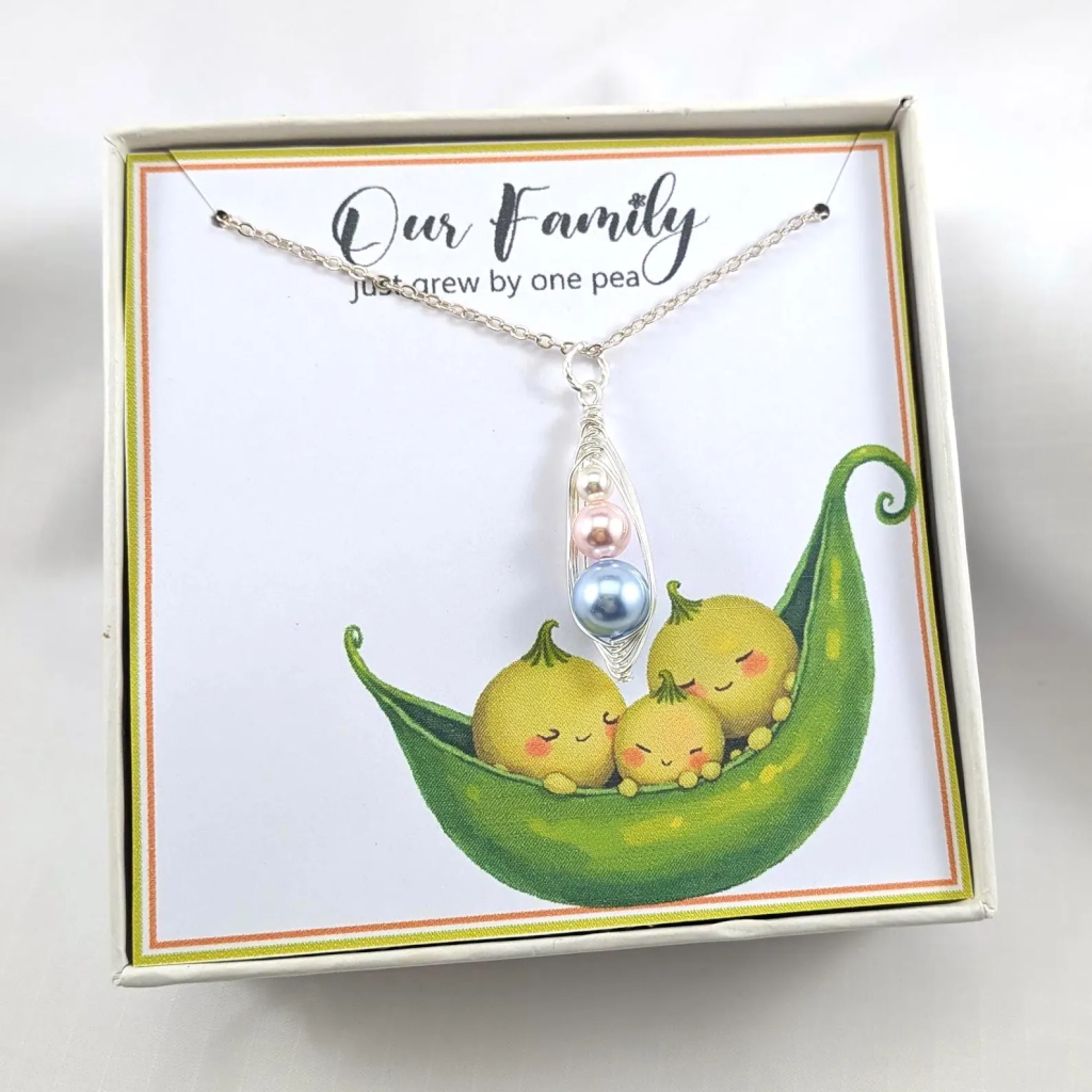 Family Pod Necklace,3 Peas in a Pod