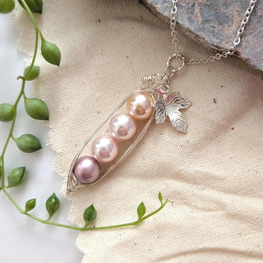 Four Peas In A Pod Necklace, Select Your Desired Pearls