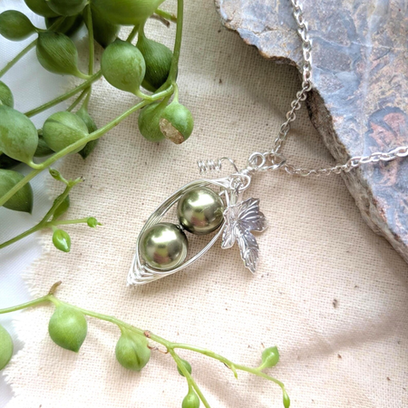 Two Green Peas in a Pod Necklace