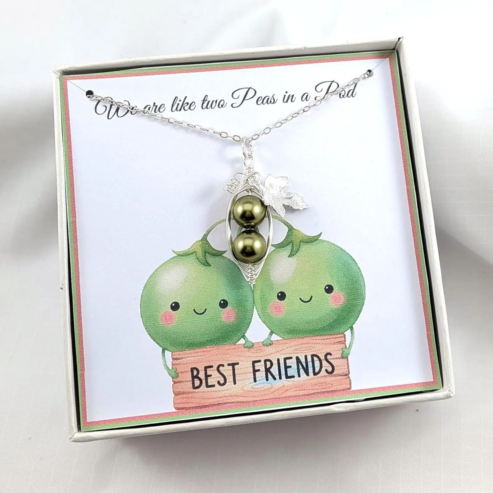 Two Peas in a Pod Best Friends Necklace