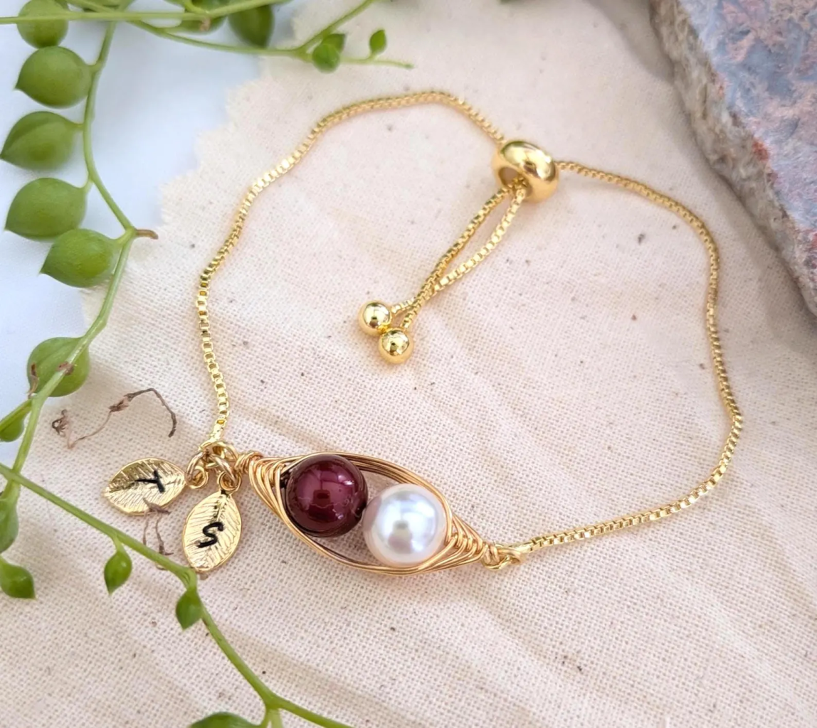 Peapod Bolo Bracelet Two Leaves,Select your finish