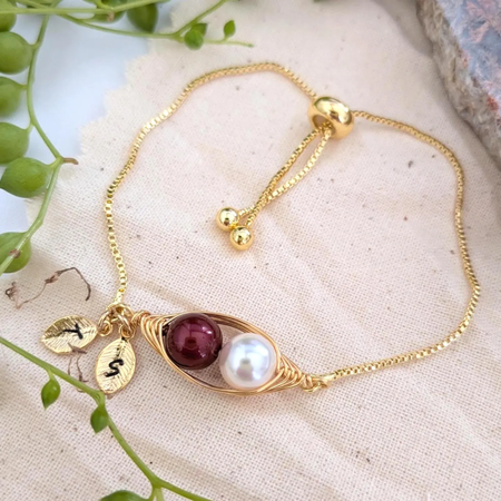 Peapod Bolo Bracelet Two Leaves,Select your finish