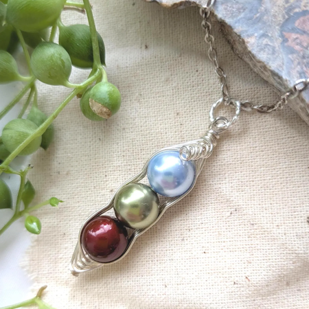 Three Peas In A Pod Personalized Birthstone Necklace Fitted Style