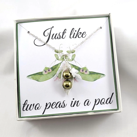 Two Peas in a Pod Best Friends Necklace