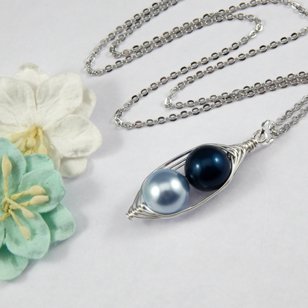 Peapod Personalized Birthstone Necklace,Select Your Peas