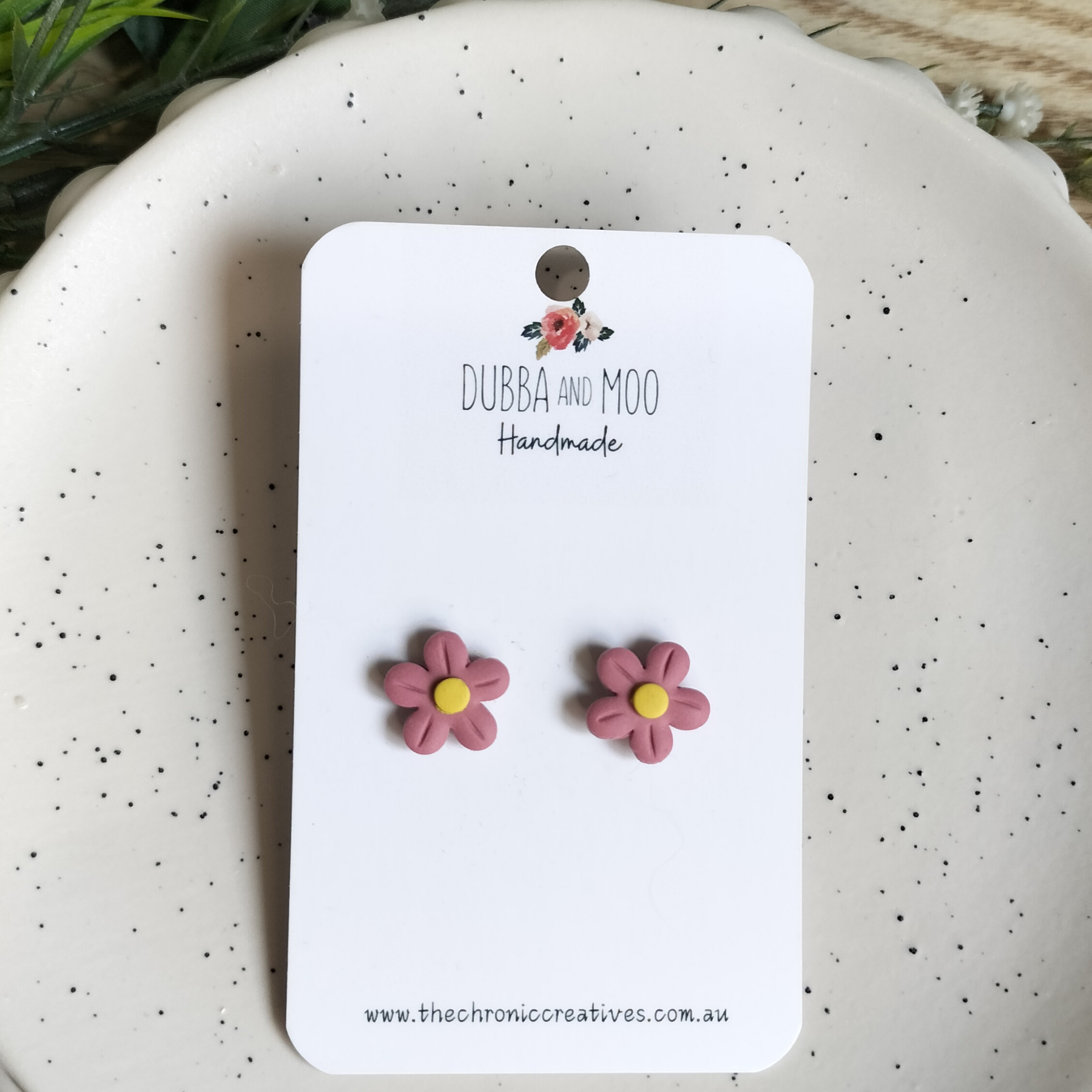 Mini Daisy Polymer Clay Stud Earrings - Assorted Colours