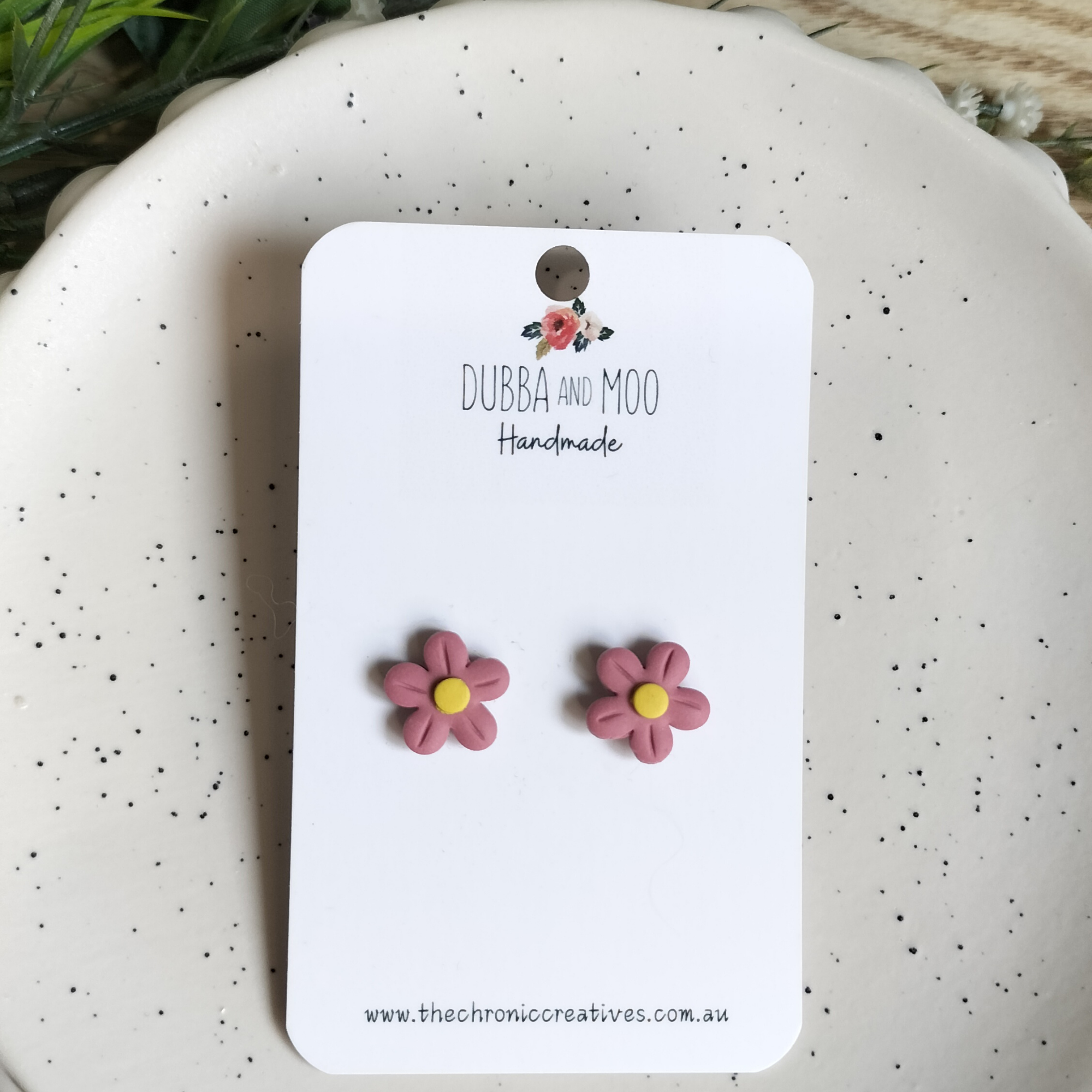Mini Daisy Polymer Clay Stud Earrings - Assorted Colours