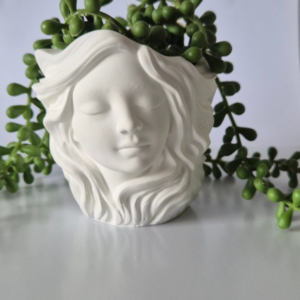 Female Face Eco-Resin Small Vase