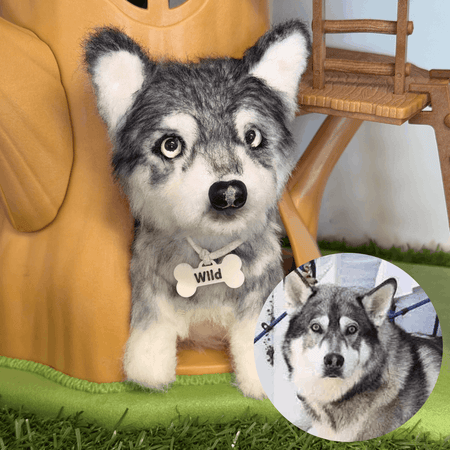 Custom Dog Replica from Photo, Poseable Art Doll, Pet Memorial Keepsake - Handmade Soft Sculpture, Personalised Plushie Ornament