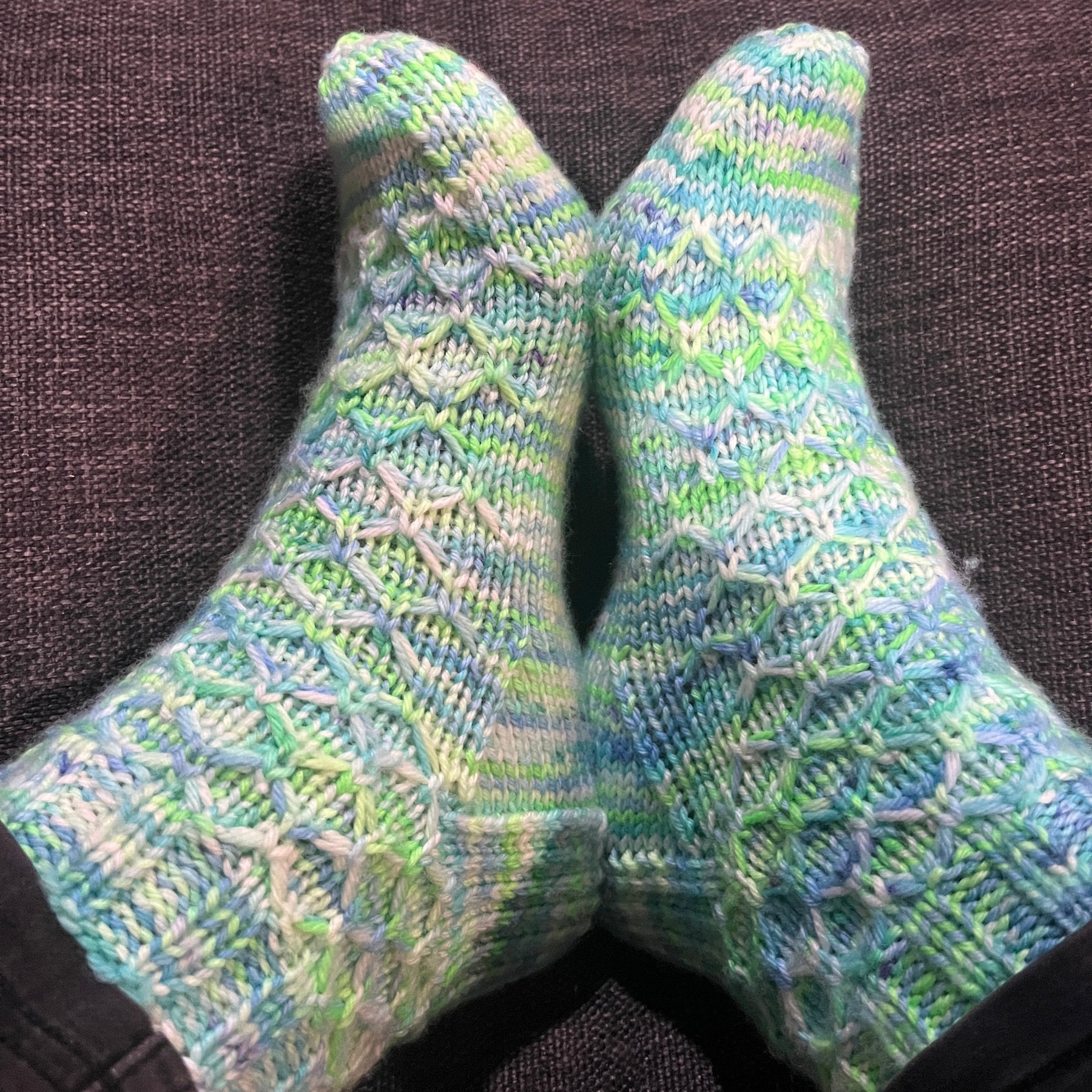 Hand knit mermaid socks using Australian hand dyed yarn