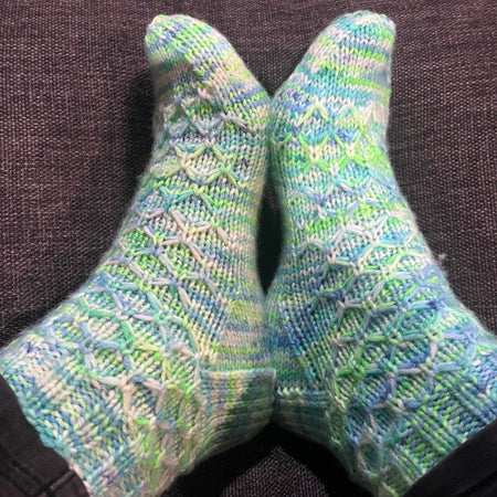 Hand knit mermaid socks using Australian hand dyed yarn