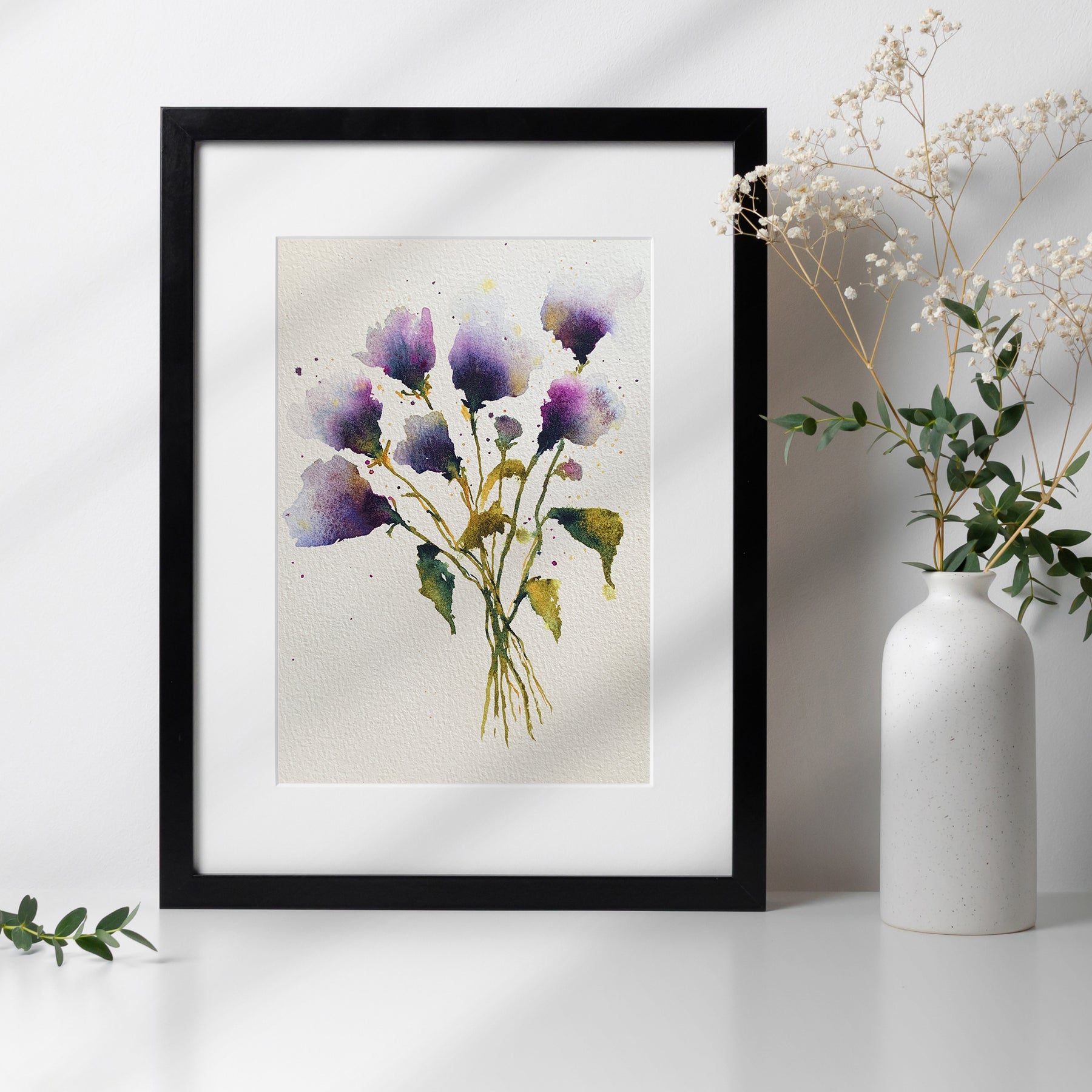 Original Hand-painted Watercolour Artwork - "Nebula Florals" - 5x7"