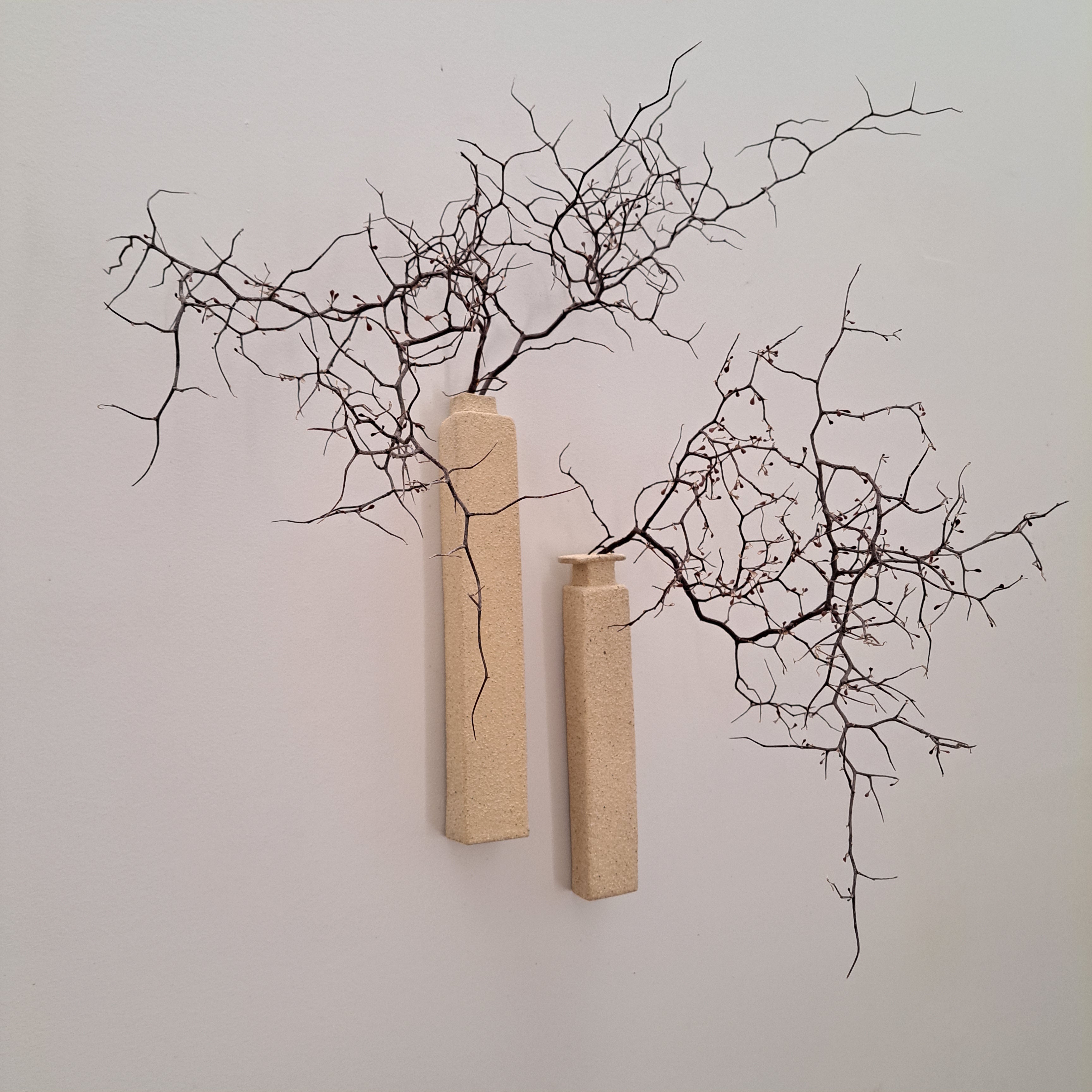 Wall Vase (×2) - Contemporary Ceramic Elegance - Wabi Sabi decor style.