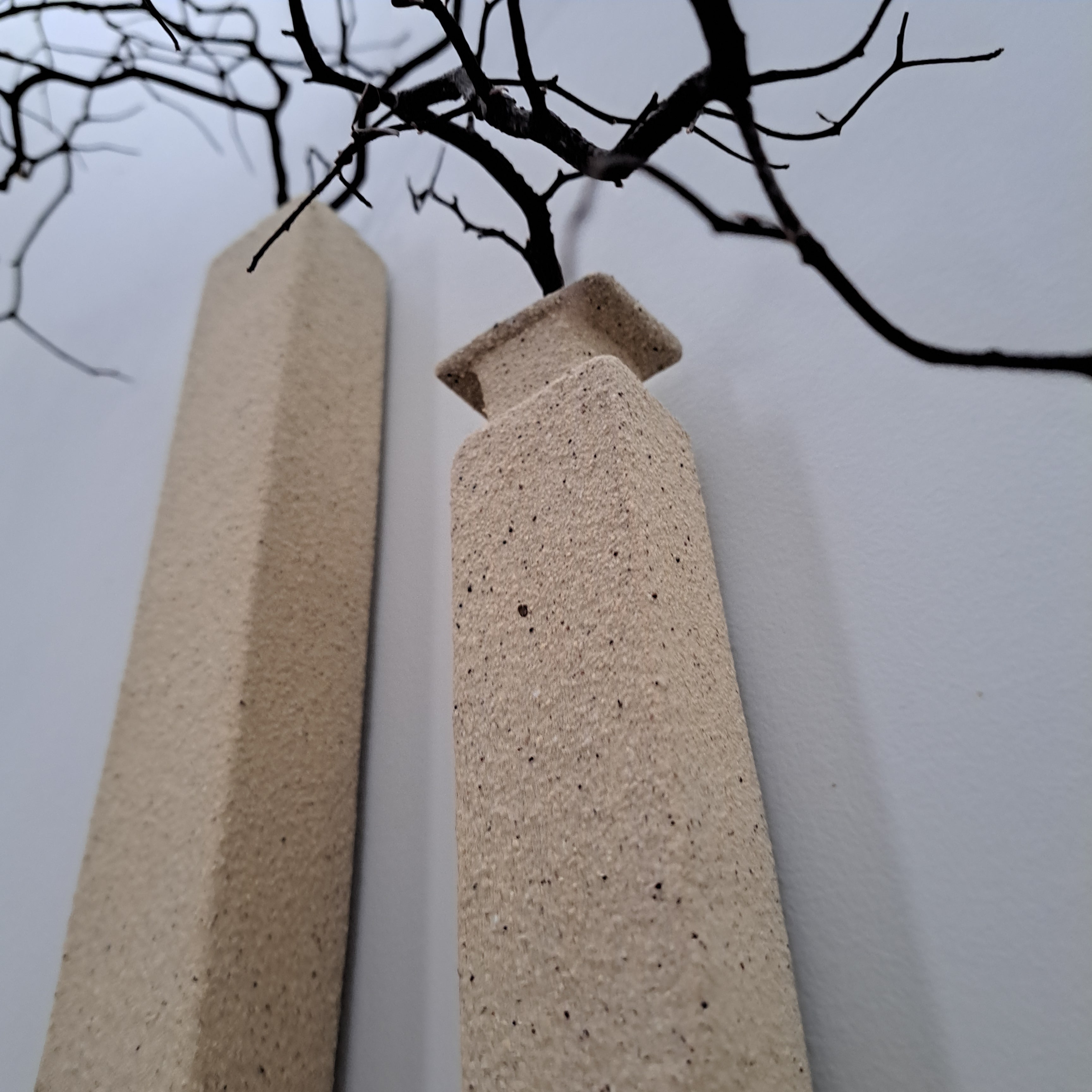 Wall Vase (×2) - Contemporary Ceramic Elegance - Wabi Sabi decor style.