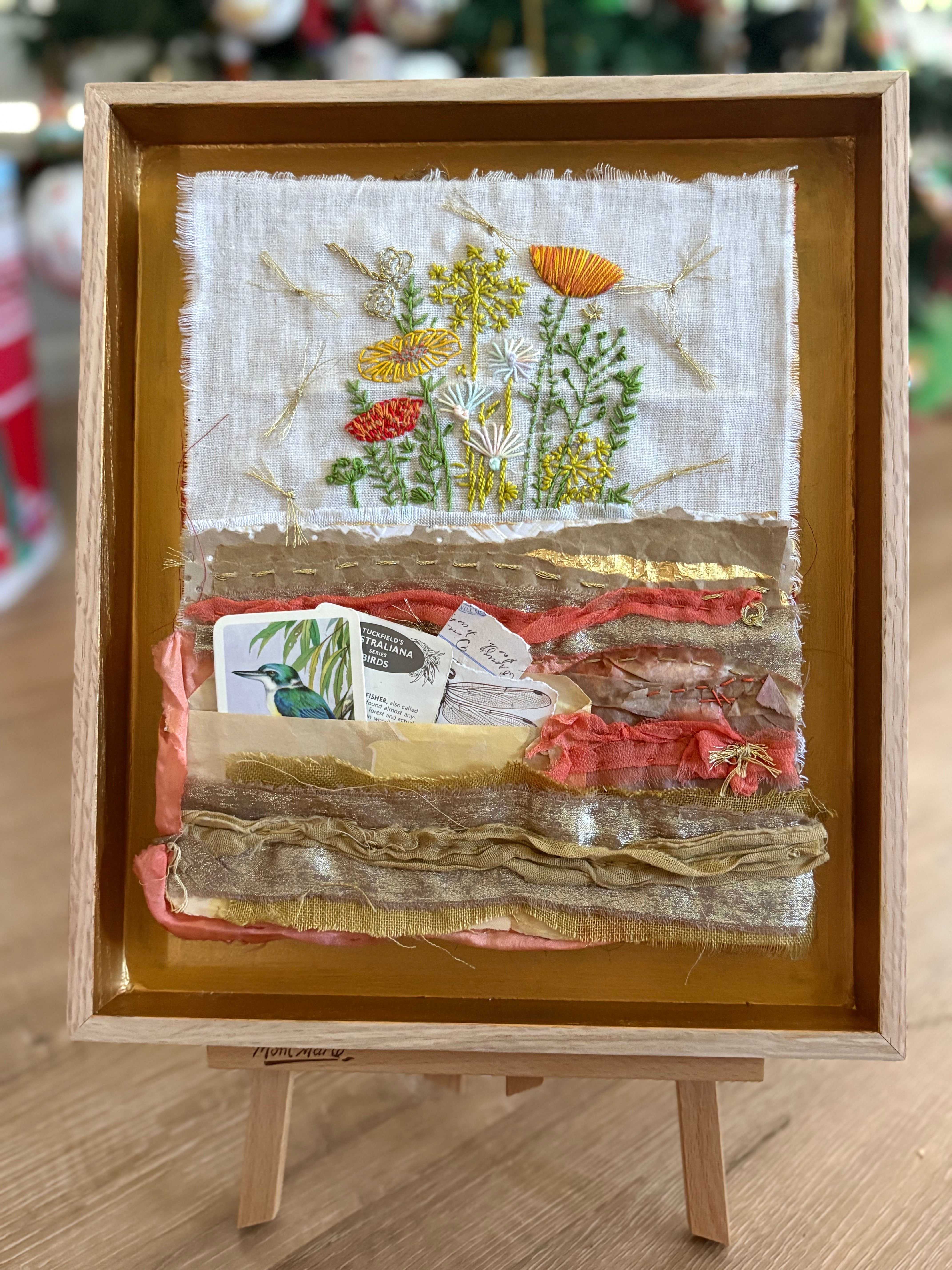 Flower Garden, framed mixed media