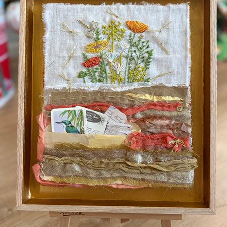 Flower Garden, framed mixed media