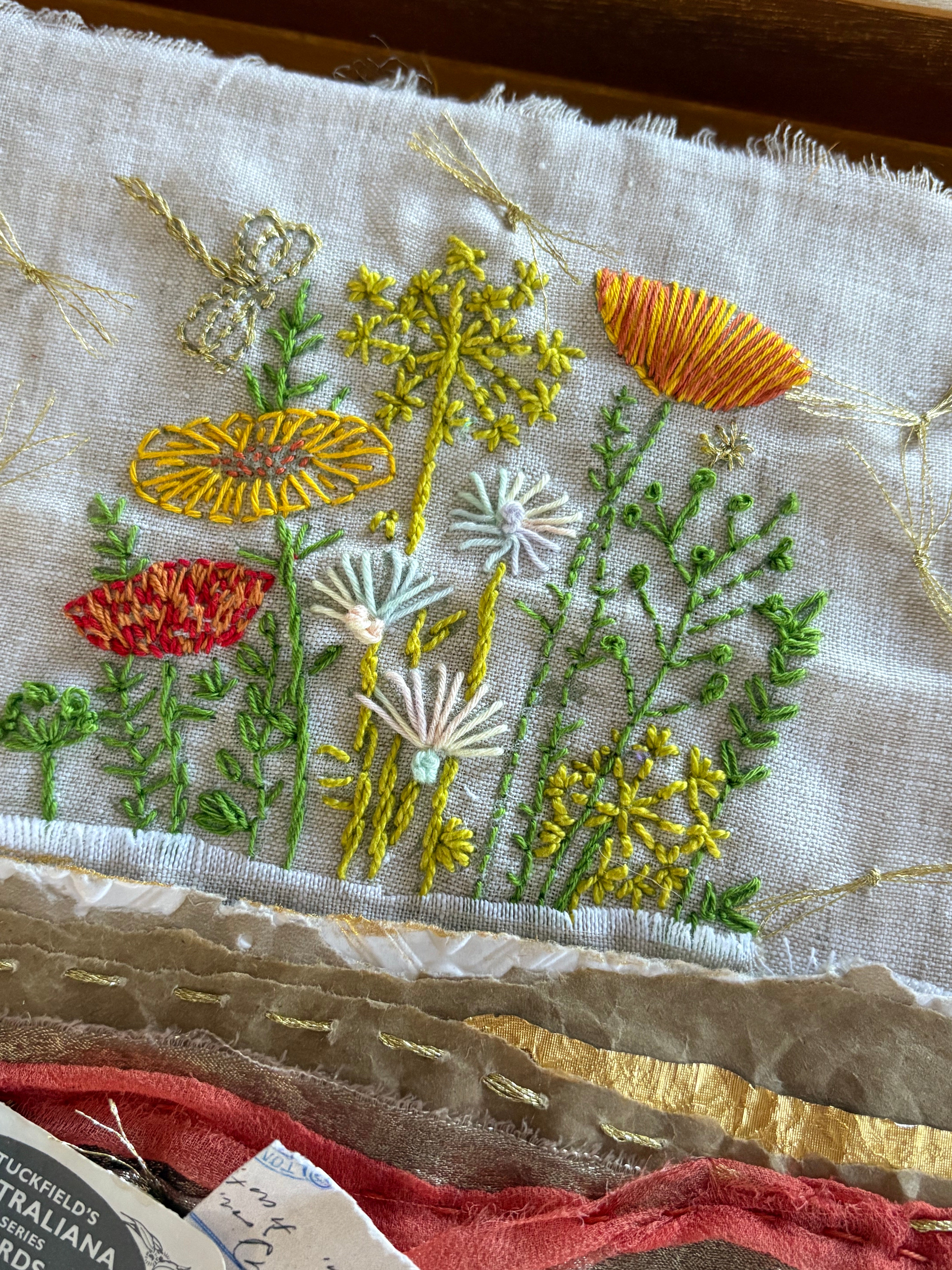 Flower Garden, framed mixed media