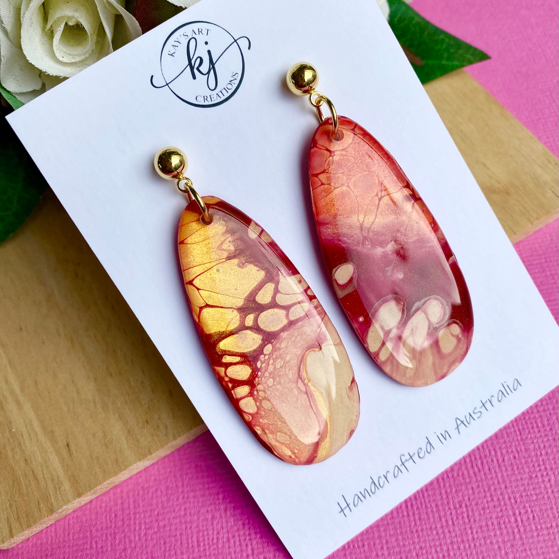 Unique Burgundy Rust Artisan Earrings