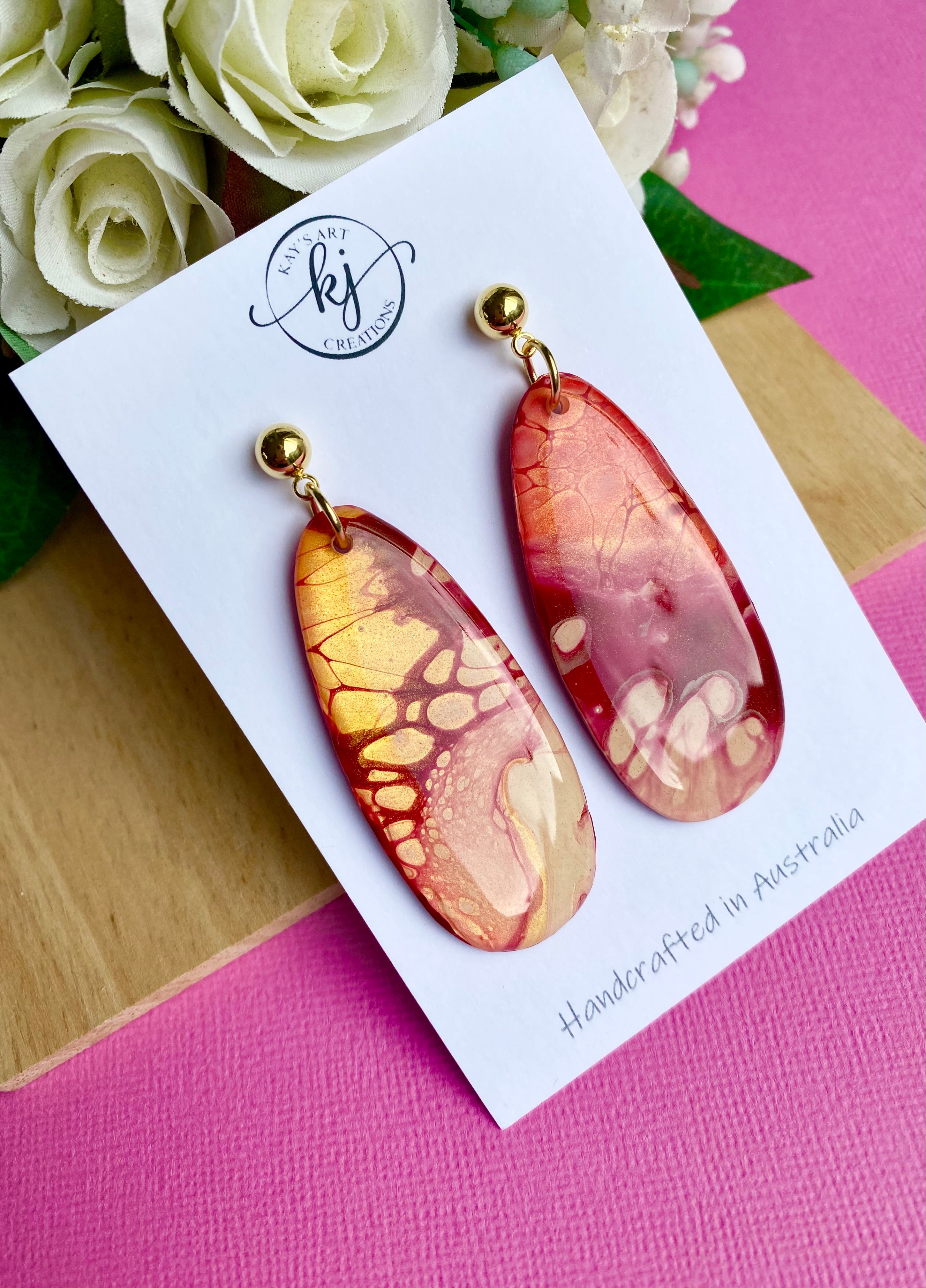 Unique Burgundy Rust Artisan Earrings