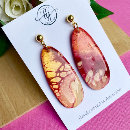 Deep Burgundy Blush Pink Artisan Earrings
