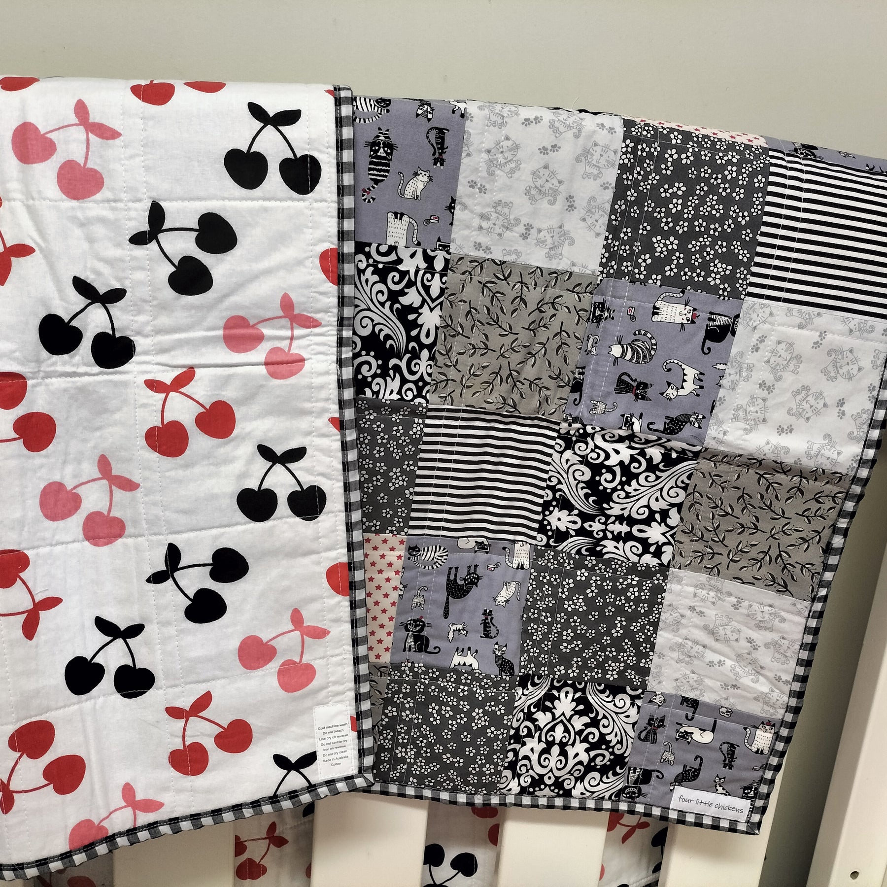 Whimsical Cat Cotton Patchwork Quilt