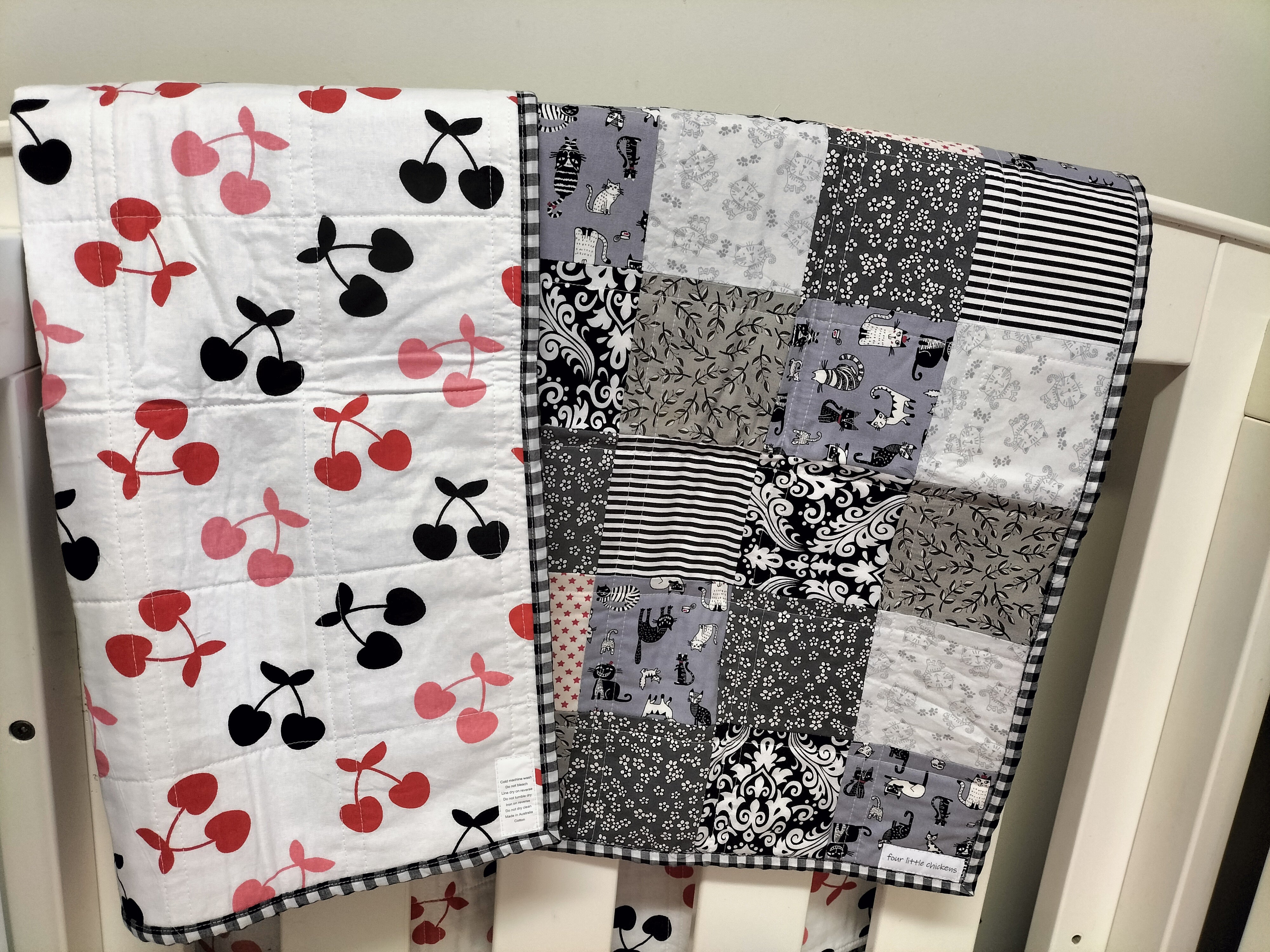Whimsical Cat Cotton Patchwork Quilt