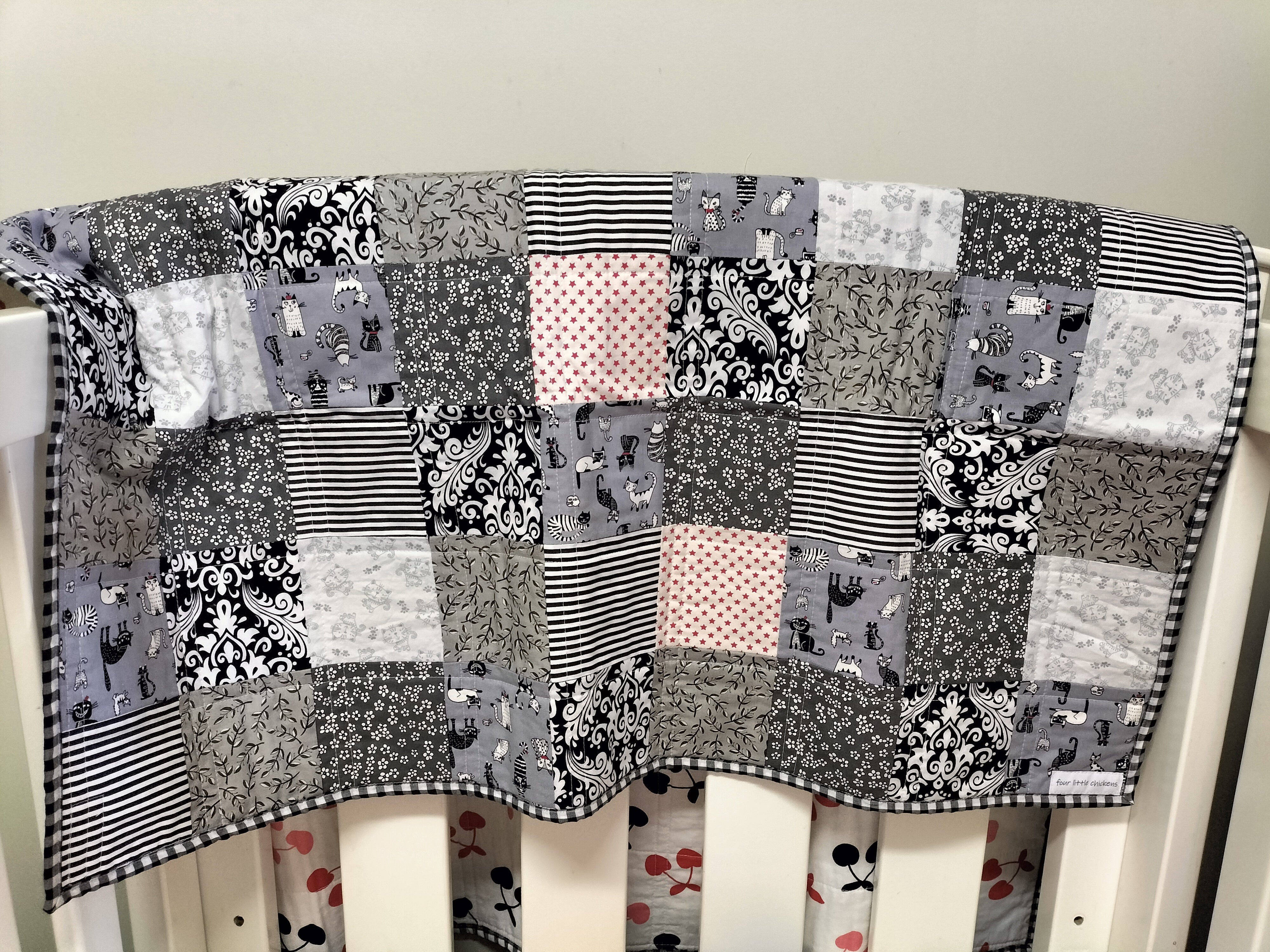 Whimsical Cat Cotton Patchwork Quilt