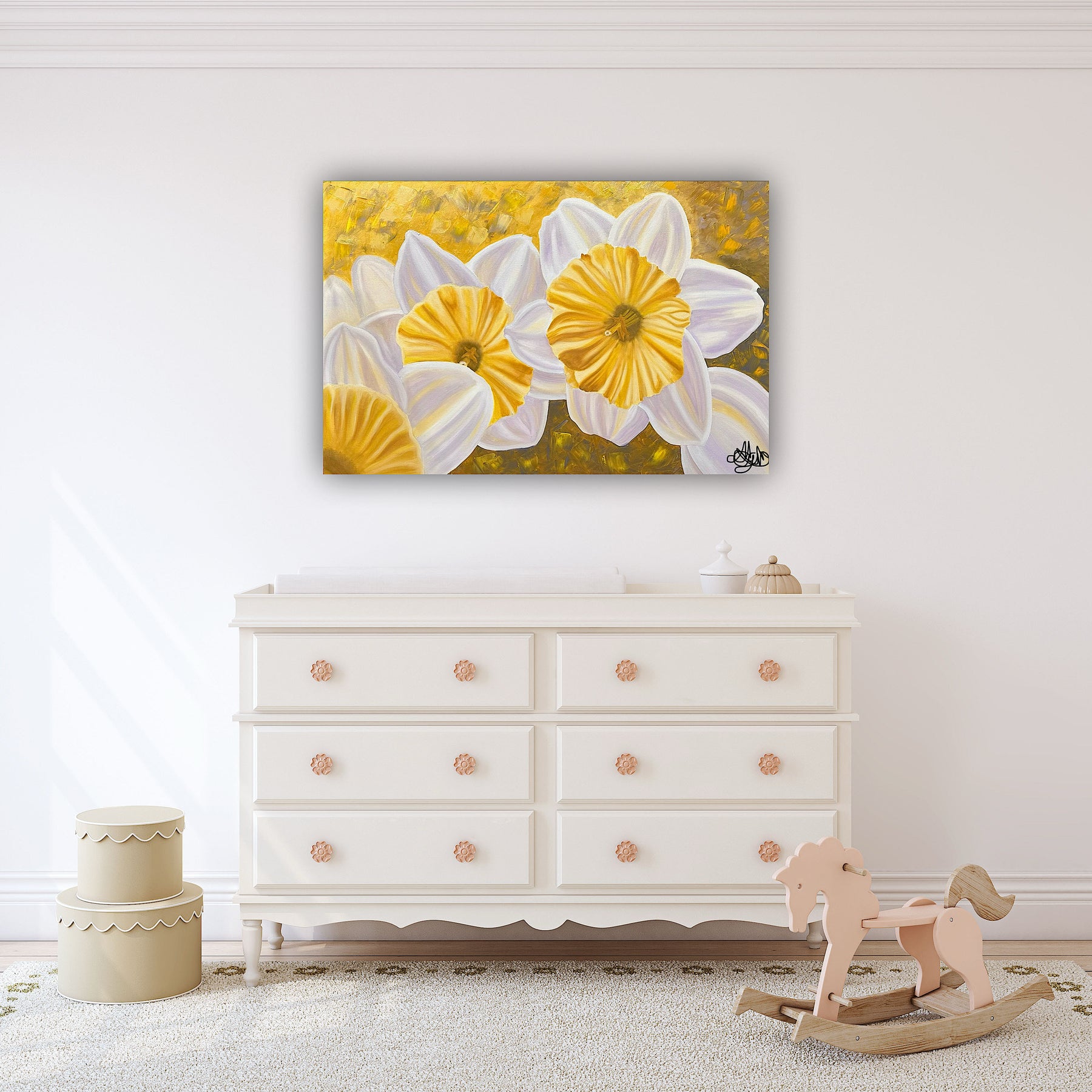 Golden Awakening - Daffodil Oil Painting - Hand Painted